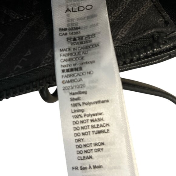 ALDO Quilted Black Faux Leather Mini Satchel – Metal Handles and Chain Strap – 2 - Picture 7 of 8